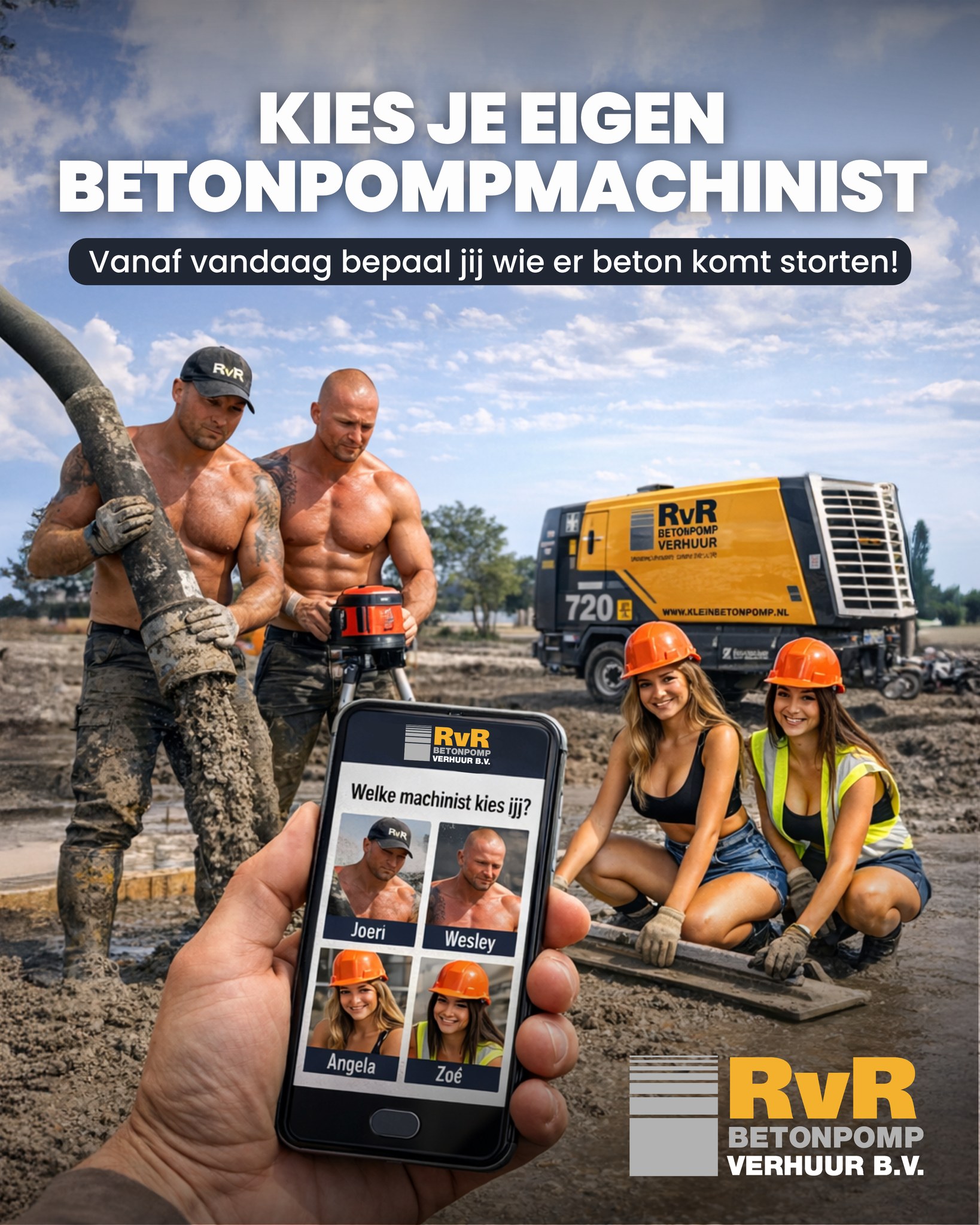 We hebben iets nieuws… 🤩 

Vanaf vandaag bepaal jij wie er beton komt storten! Na een offerteaanvraag kun je op de website op basis van een foto kiezen welke machinist bij jou mag langskomen. En voor wie nét dat beetje extra wil: tegen een kleine meerprijs blijft je gekozen machinist na afloop nog even hangen voor een kopje koffie. ☕ 

Wie zou jij kiezen?

#1april #humor #bouw #beton