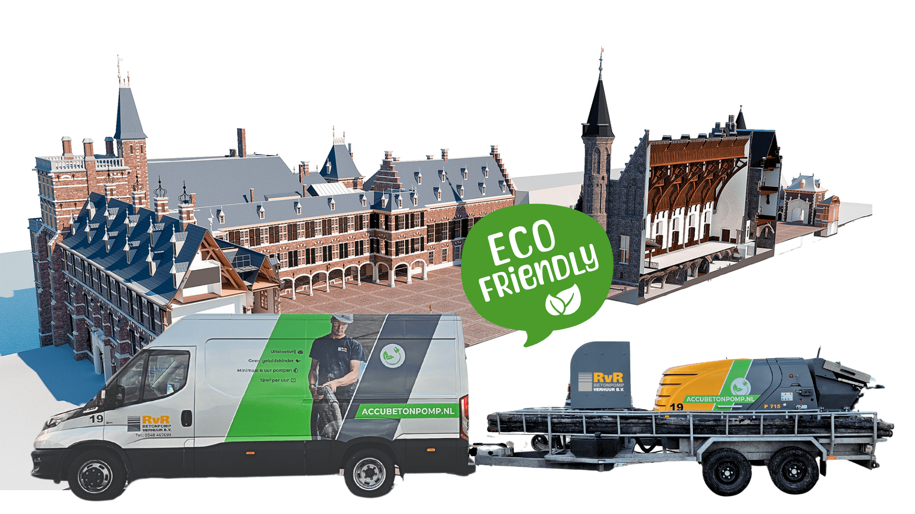 Onze Accubetonpomp ingeschakeld op het Binnenhof in Den Haag