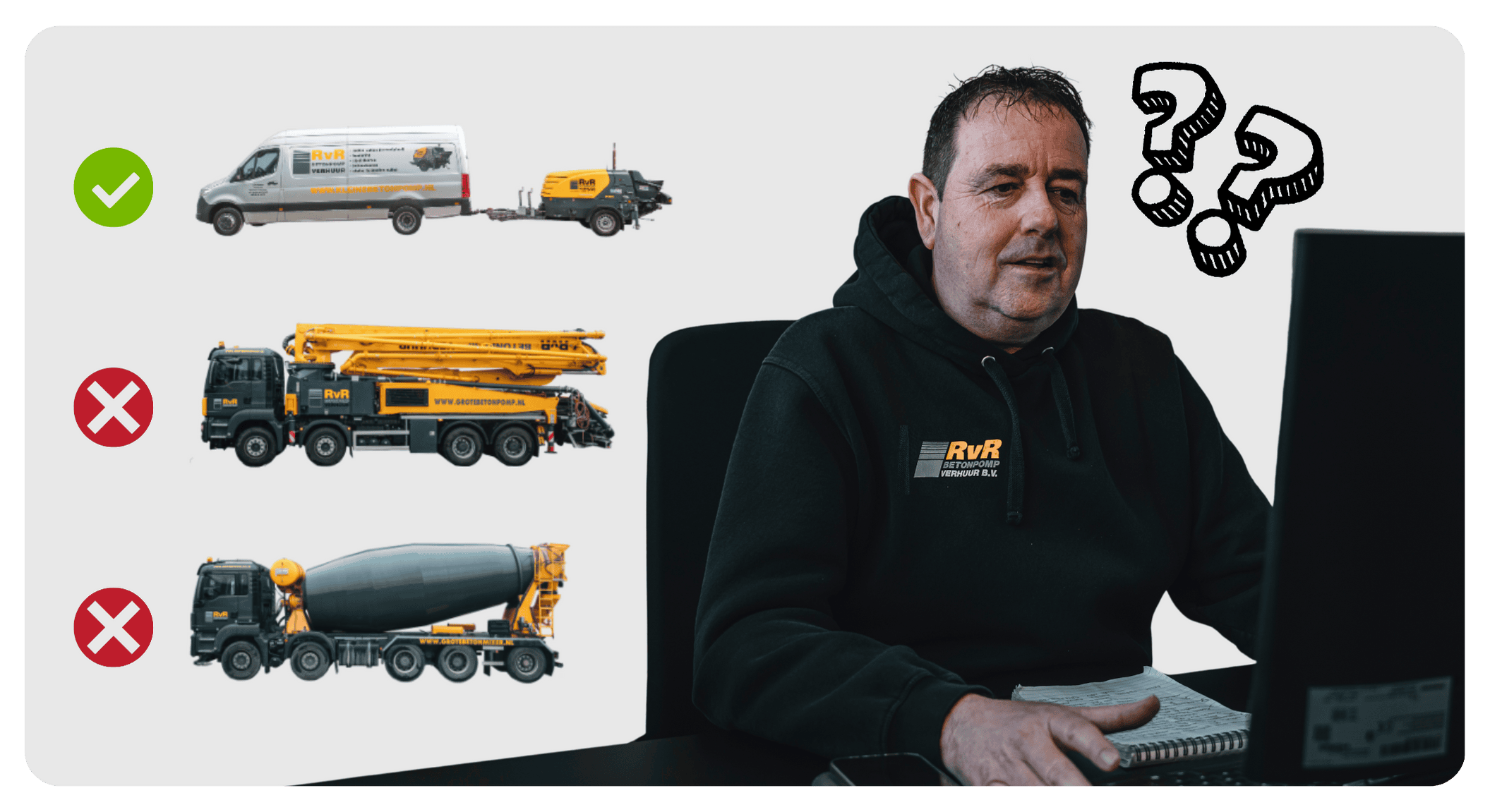 Wim doet de betonpomp test je ziet Wim, hij doet de betonpomp test